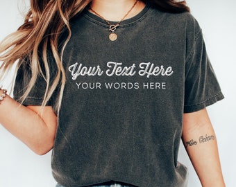 Custom Comfort Colors T-Shirt: Personalized Text or Photo, Plus Size Available