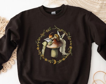 Goblincore Sweatshirt Goblincore Aesthetic Shirt Fairycore Cottagecore Cottagegoth Shirt Fairy Elf Kiss Sweatshirt Plus 5XL Mushroom Fairy