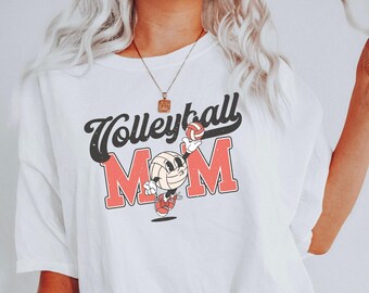 Comfort Colors Vintage Volleyball Mom T-shirt: Retro Game Day Tee