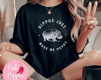 Hippo T Shirt Hippos Make me Happy Hippo Lover Gift Loves Hippos Wild Animal Lover Gift Shirt Adult Kids Hippo Shirt Hippopotamus Shirt 4XL