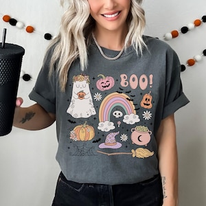 Comfort Colors Halloween Shirt: Spooky Doodles, Witchy Fall Tee