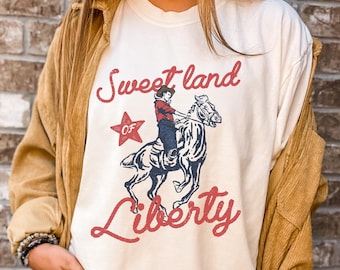 Vintage Americana Cowboy T-Shirt: Comfort Colors 4th of July Tee