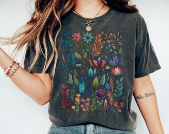 Boho Watercolor Floral Shirt: Comfort Colors Cottagecore Top