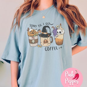 Funny Halloween Coffee T-Shirt: Retro Spooky Season Comfort Colors