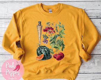 Vintage Veggies Sweatshirt: Botanical Garden Shirt, Cottagecore Style