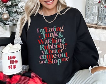 Felpa divertente per guardare un film di Natale: abbigliamento retrò per le feste