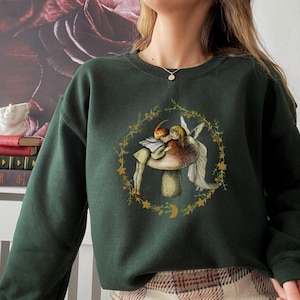 Goblincore Sweatshirt Goblincore Aesthetic Shirt Fairycore Cottagecore Cottagegoth Shirt Fairy Elf Kiss Sweatshirt Plus 5XL Mushroom Fairy