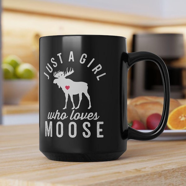 Elch Liebhaber Geschenk: Schwarze Keramik Kaffeetasse (15oz)