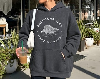 Waschbären machen mich glücklich Hoodie, wunderliche Tierliebhaber Geschenk, Waschbär besessen Geschenk, liebt Waschbären Wildlife Kapuzen-Sweatshirt