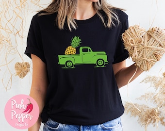 Pineapple Truck Tshirt Whimsical Summer Pineapple Tee Tropical Summer Vibes Shirt Kid's Pineapple Tee Adult & Youth Sizes Plus to 4XL