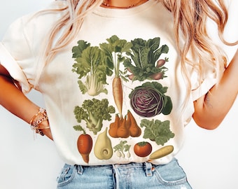 Vintage Botanical Veggie T-Shirt: Comfort Colors Cottagecore Gardening Gift
