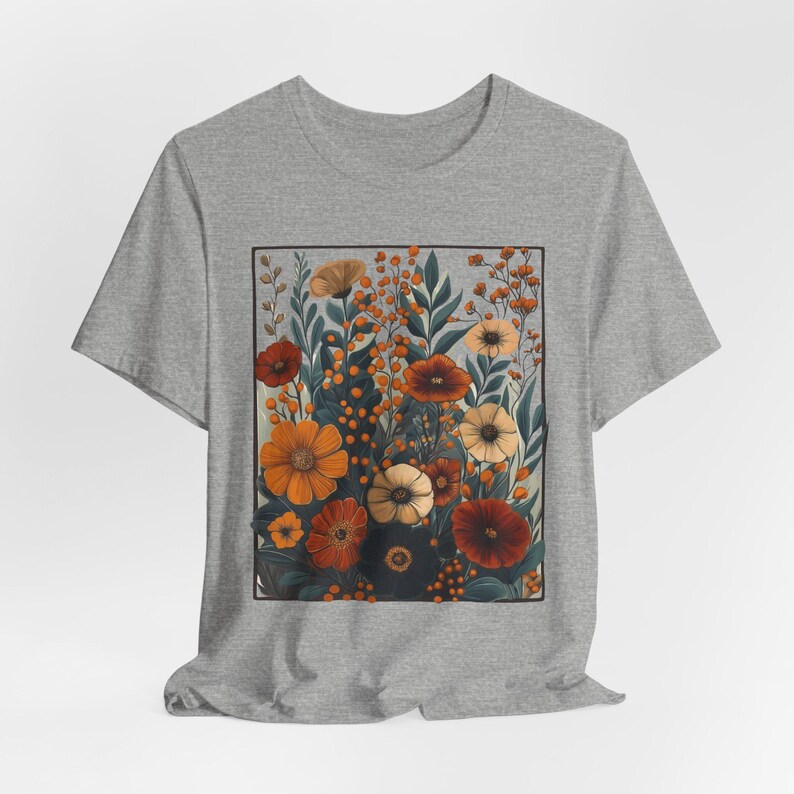 Camiseta Boho Cottagecore: Jardín de flores silvestres de otoño, botánica hippie Athletic Heather