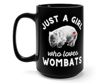 Tazza per amanti dei wombat: tazza da caffè in ceramica nera, regalo a tema animali (15 oz)