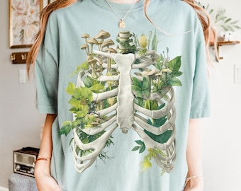 Maglietta Botanical Ribcage: Scheletro di fungo, Cottagecore Goblincore