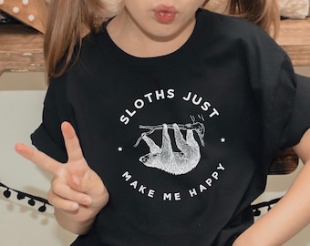 Sloths T Shirt Sloths Make Me Happy Sloth Lover Gift Cute Wild Jungle Animal Shirt Distracted By Sloths Kid's & Adult Sizes Tshirt up to 4XL