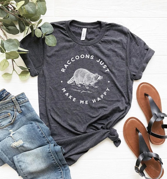Raccoon T-Shirt: 'Raccoons Make Me Happy' Graphic Tee