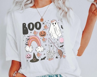 Vintage Halloween Doodles Tee - Comfort Colors Spooky T-Shirt