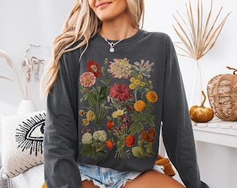 Cottagecore Vintage Floral Long Sleeve Tee - Comfort Colors