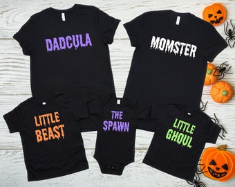 Matching Halloween Family Shirts: Momster, Dadcula, Ghoul & Beast