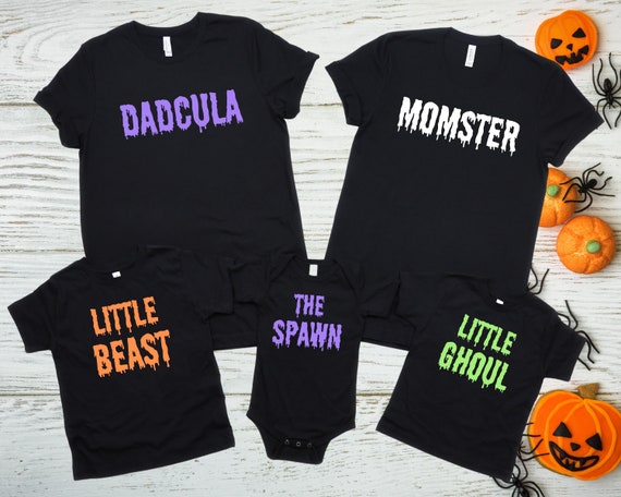 Matching Halloween Family Shirts: Momster, Dadcula, Ghoul & Beast