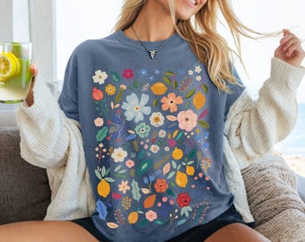 Comfort Colors Wildflower T-shirt: Cottagecore Floral Tee