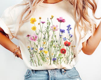 Boho Wildflower Meadow T-Shirt: Comfort Colors Cottagecore Floral Tee