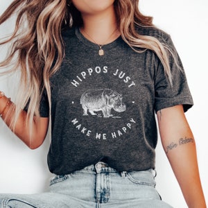 Hippo T Shirt Hippos Make me Happy Hippo Lover Gift Loves Hippos Wild Animal Lover Gift Shirt Adult Kids Hippo Shirt Hippopotamus Shirt 4XL