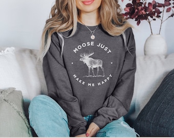 Moose Sweatshirt: Forest Animal Graphic, Nature Lover Gift