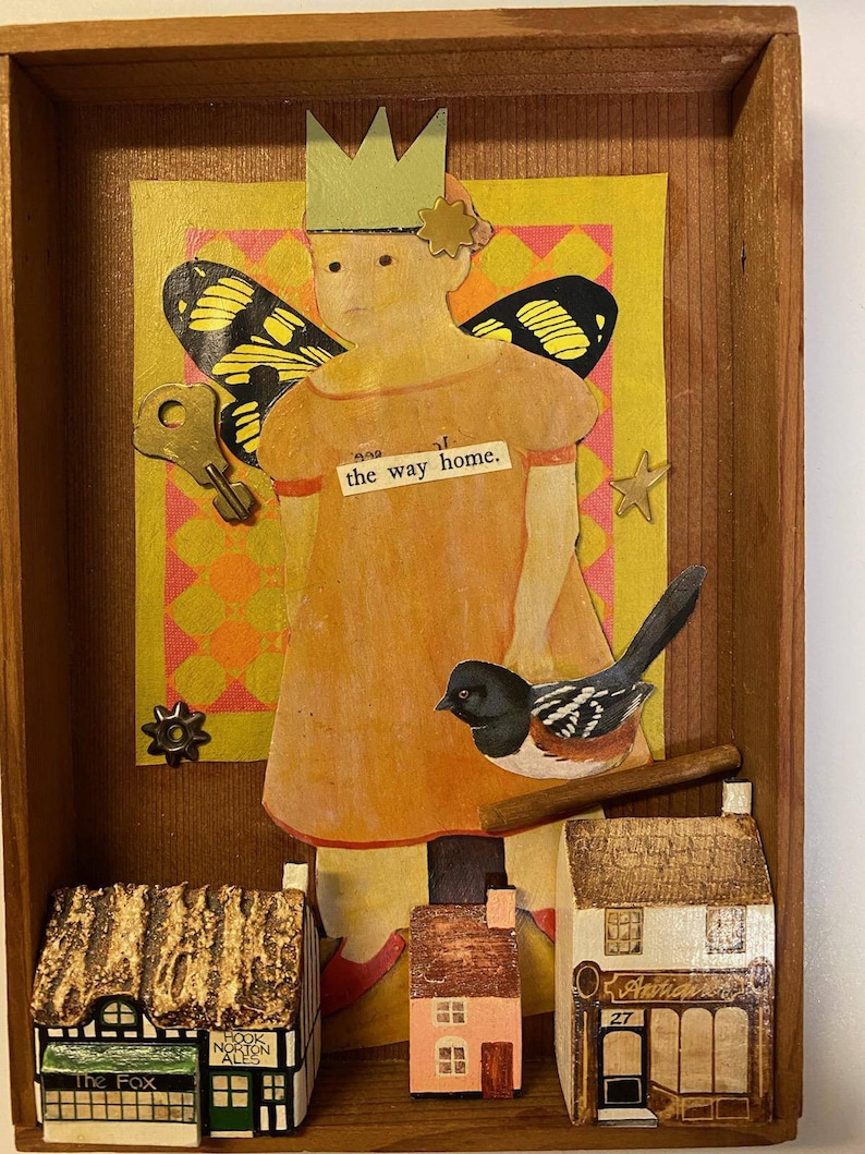 Collage Assemblage Art Copy Of Painting Quilt Art Victorian Girl Found Object Art Folk Art