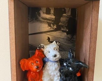 Found Object Art, Assemblage Art, Title, "Avenue Q", Wooden Cigar Box