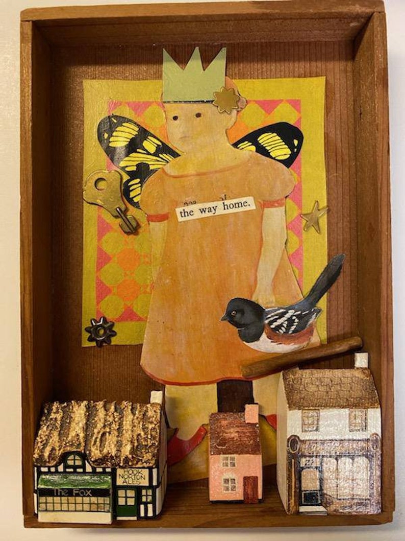 Collage Assemblage Art Copy Of Painting Quilt Art Victorian Girl Found Object Art Folk Art