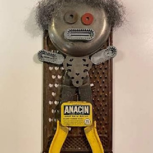 Assemblage Art, Found Object Art, Metal Art, Cheese Grater Art, Wonky Art