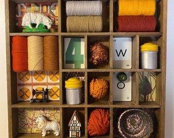 Assemblage Art, Found Object Art, Textile Art, Folk Art, Sheep's Wool Spools, Quilts, House, Map