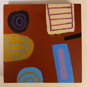 Original Abstract Art: &quot;A Little of This&quot; - 10”x10”on Canvas, Graphic Art, Mixed Media Art, Geometric Art, Wedding Or Birthday Gift