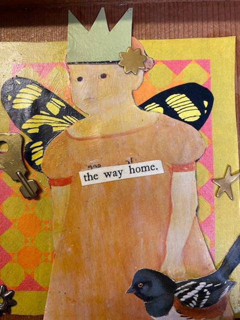 Collage Assemblage Art Copy Of Painting Quilt Art Victorian Girl Found Object Art Folk Art