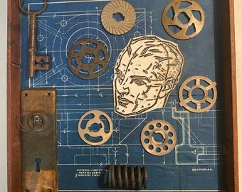 Assemblage Art, Found Object Art, Mixed Media Art, Man On A Mission, Construction Art, Father’s Day Art