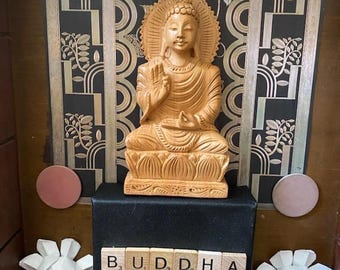 Assemblage Art, Found Object Art, Buddha Art, Buddhism, Carved Buddha, Vintage Wooden Drawer