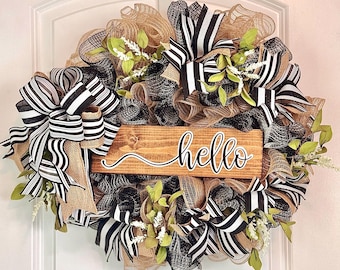 Farmhouse Everyday Wreath, Everyday door, All year long wreath, Neutral wreath, Hello wreath, Everyday front door, Gifting wreath