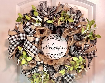 Farmhouse Everyday Wreath, Everyday door, All year long wreath, Neutral wreath, Hello wreath, Everyday front door, Gifting wreath