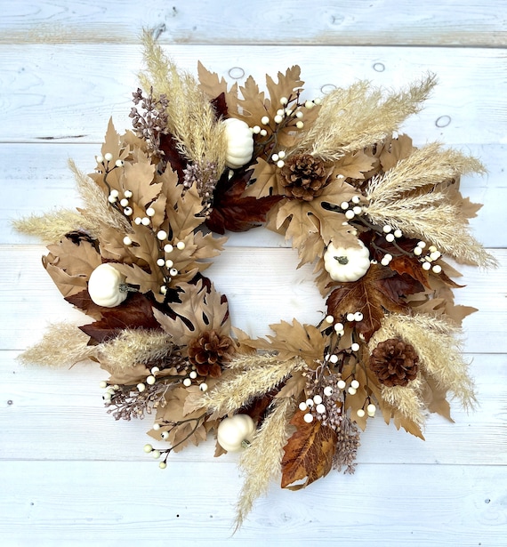 Fall Foliage Door Wreath Maple Leaf Fall Door Decor Autumn Etsy