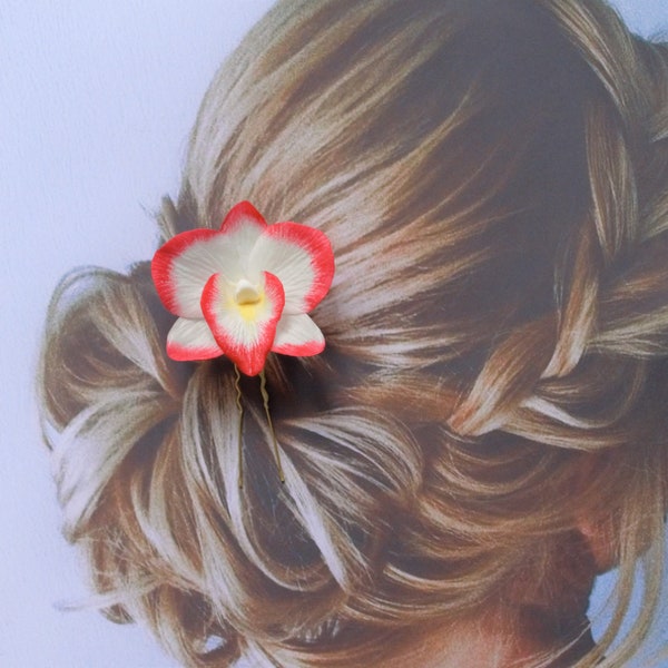 Orchid  Wedding hairpin. Flower Bridesmaid Hair Clip