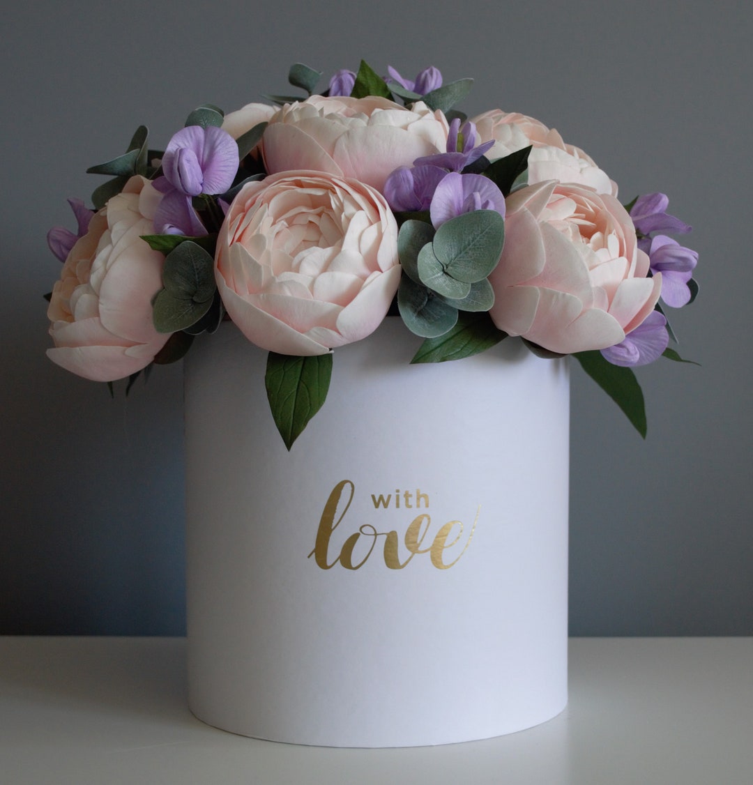 Real Touch Peonies in a Box, Interior Bouquet Etsy