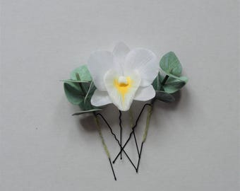 Horquillas de orquídea Dendrobium, tocado floral nupcial, adorno para el cabello de boda, elegante accesorio para damas de honor
