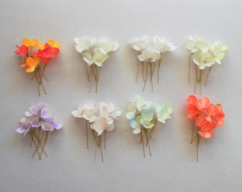 Horquillas de hortensia blanca: tocado nupcial (juego de 3)