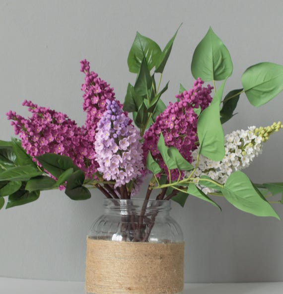 Luxus-Flieder-Blumenstrauß-Arrangement, Real Touch Blumendekor, Statement Home Accent