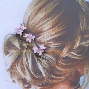 Lilac bridal hair pins . Floral wedding hair piece