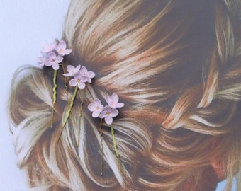 Lilac bridal hair pins . Floral wedding hair piece