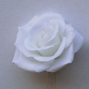 White rose hair pin bride. real touch flowers wedding hair piece Floral hair clip bridesmaid