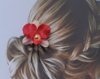 Orchid  Wedding hairpin. Flower Bridesmaid Hair Clip