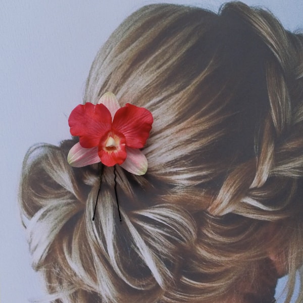 Orchid  Wedding hairpin. Flower Bridesmaid Hair Clip